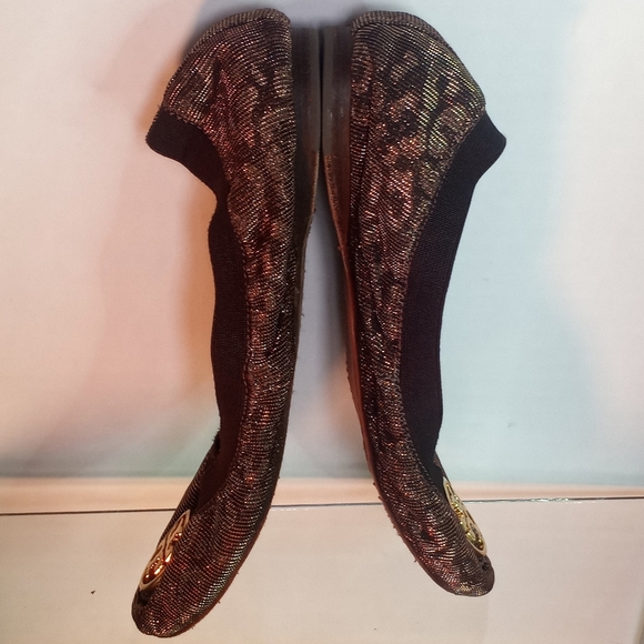 Tory Burch Metallic Gold Brown Ballet Flats Women Size 6 - Picture 5 of 12